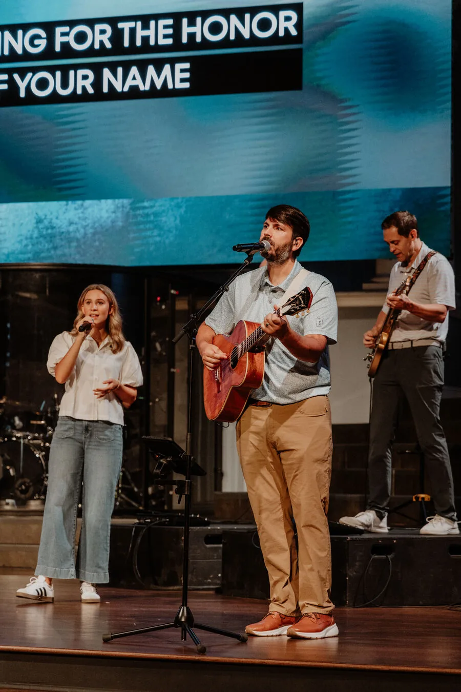 The band leading worship.