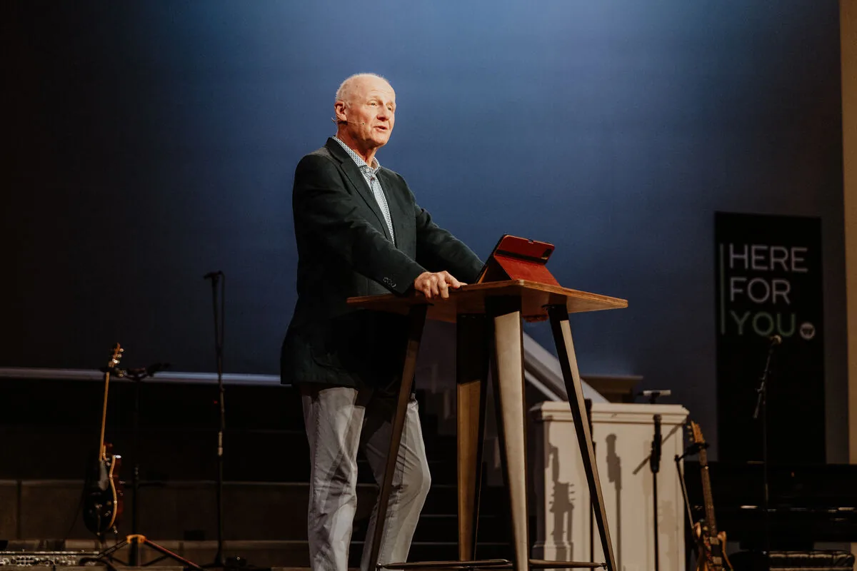 Preaching from the pulpit.