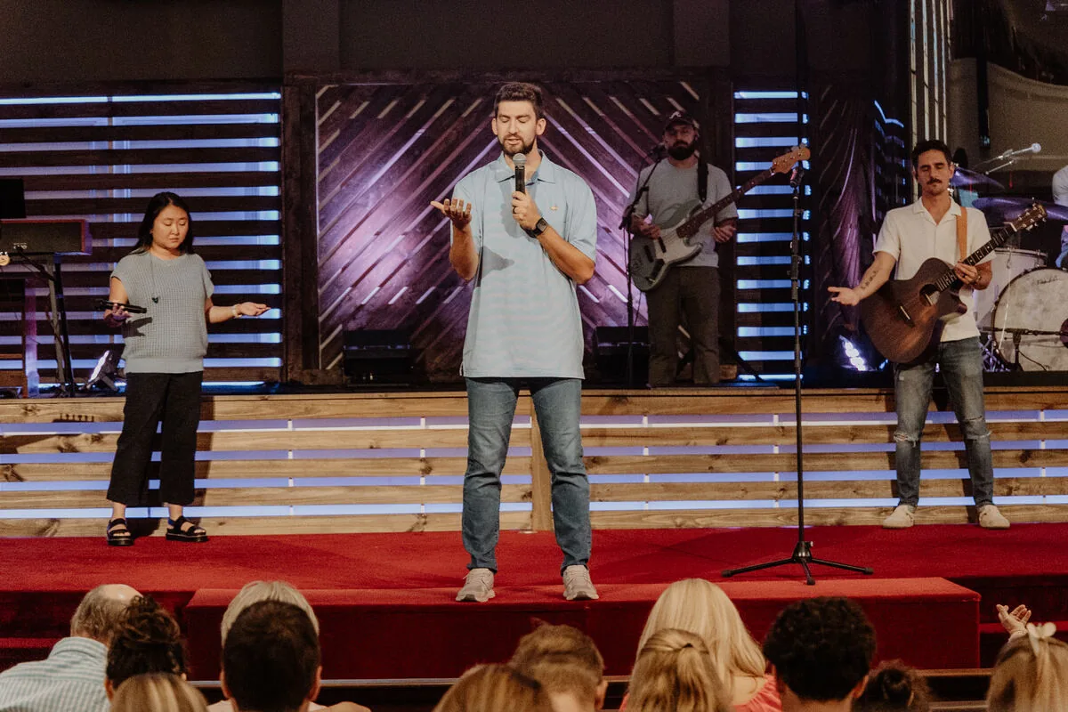 The band leading worship.