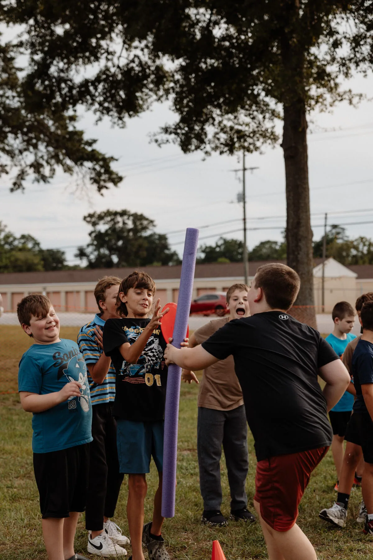A team game outside with a leader.