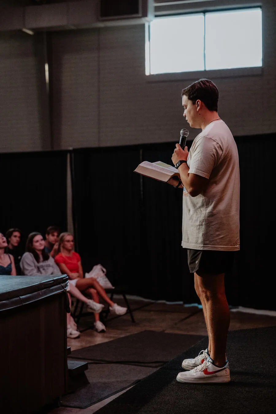 Teaching to a room of students.