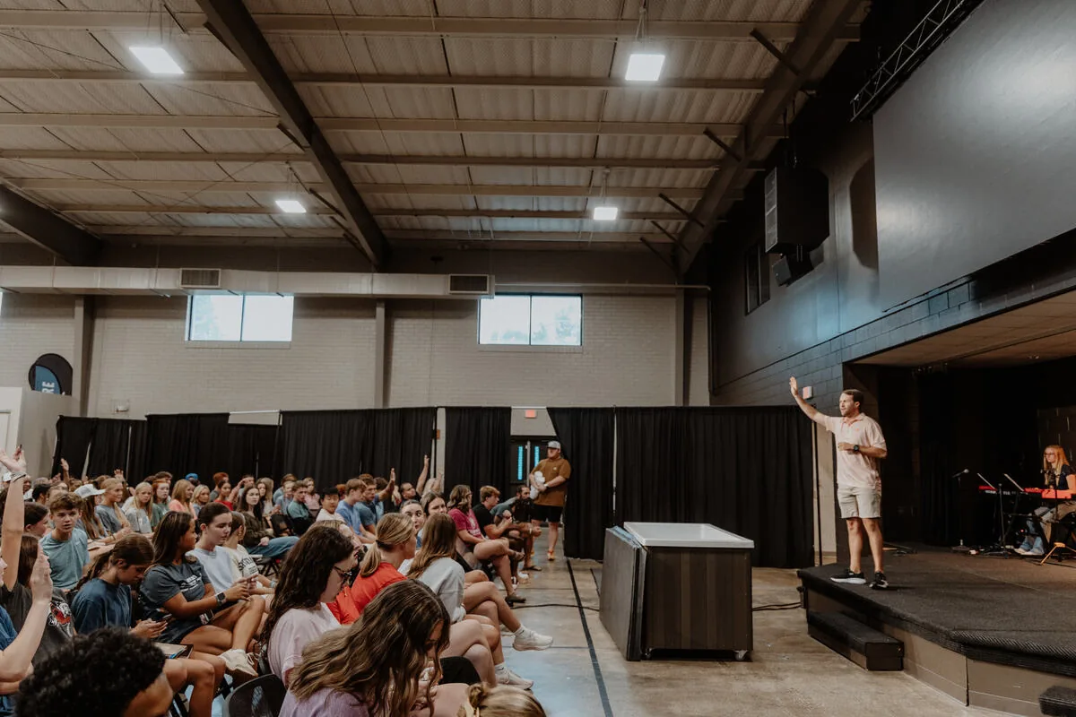 The room from the back during the message.